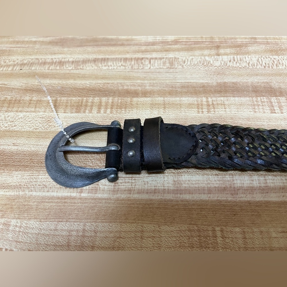 Free People We The Free Braided Leather Brix Belt Brownish Dark Green S/M NWOT - Picture 9 of 13